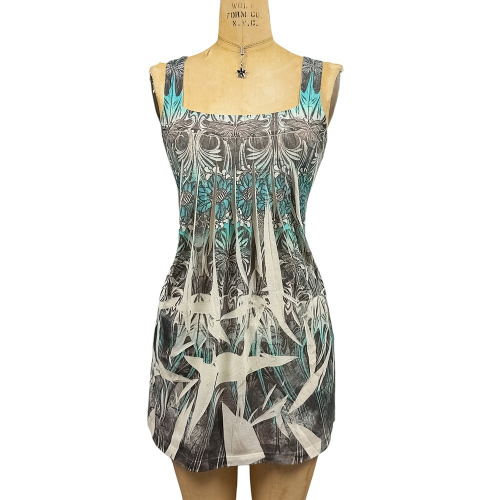 Y2K Whimsical Butterfly Tank Dress Art Nouveau Fairy Grunge Boho M